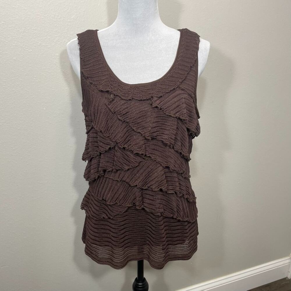Cocomo Petite Layered Brown Tank M Ruffles Lined Fairy Grunge Y2K Boho